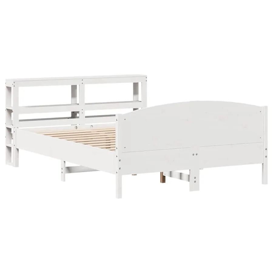 Cadre de lit sans matelas blanc 150x200 cm bois de pin massif - 3