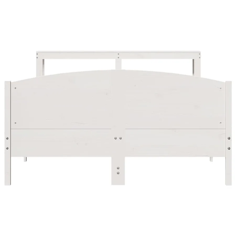 Cadre de lit sans matelas blanc 150x200 cm bois de pin massif - 4