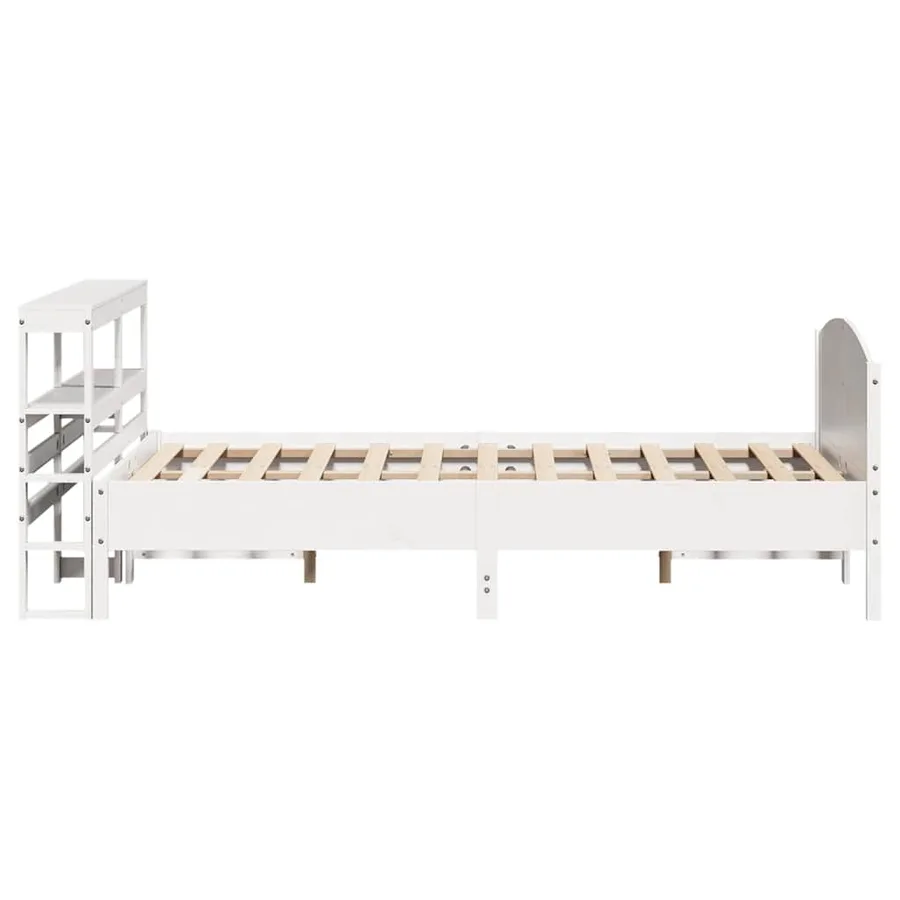 Cadre de lit sans matelas blanc 150x200 cm bois de pin massif - 5