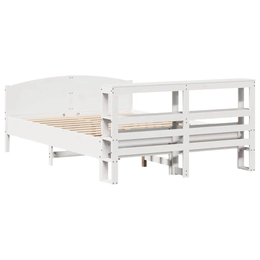 Cadre de lit sans matelas blanc 150x200 cm bois de pin massif - 6