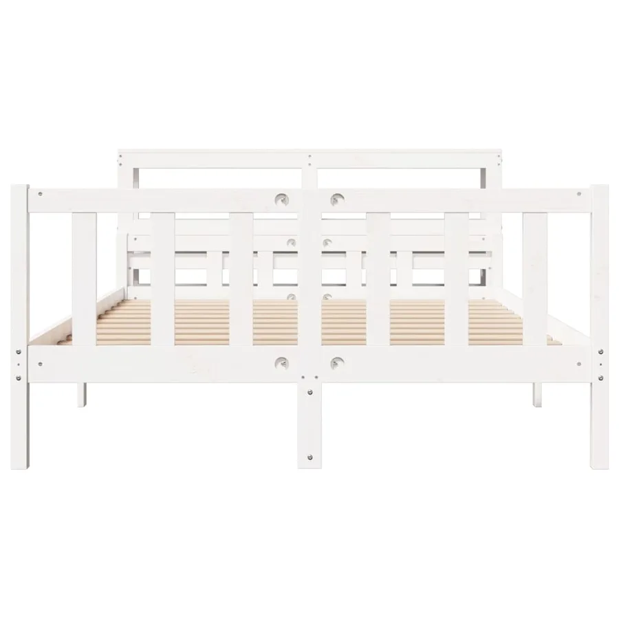 Cadre de lit sans matelas blanc 150x200 cm bois de pin massif - 4