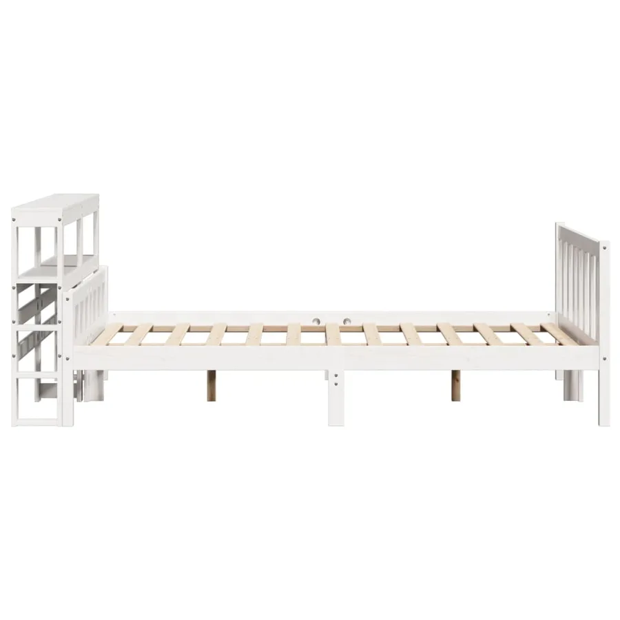 Cadre de lit sans matelas blanc 150x200 cm bois de pin massif - 5
