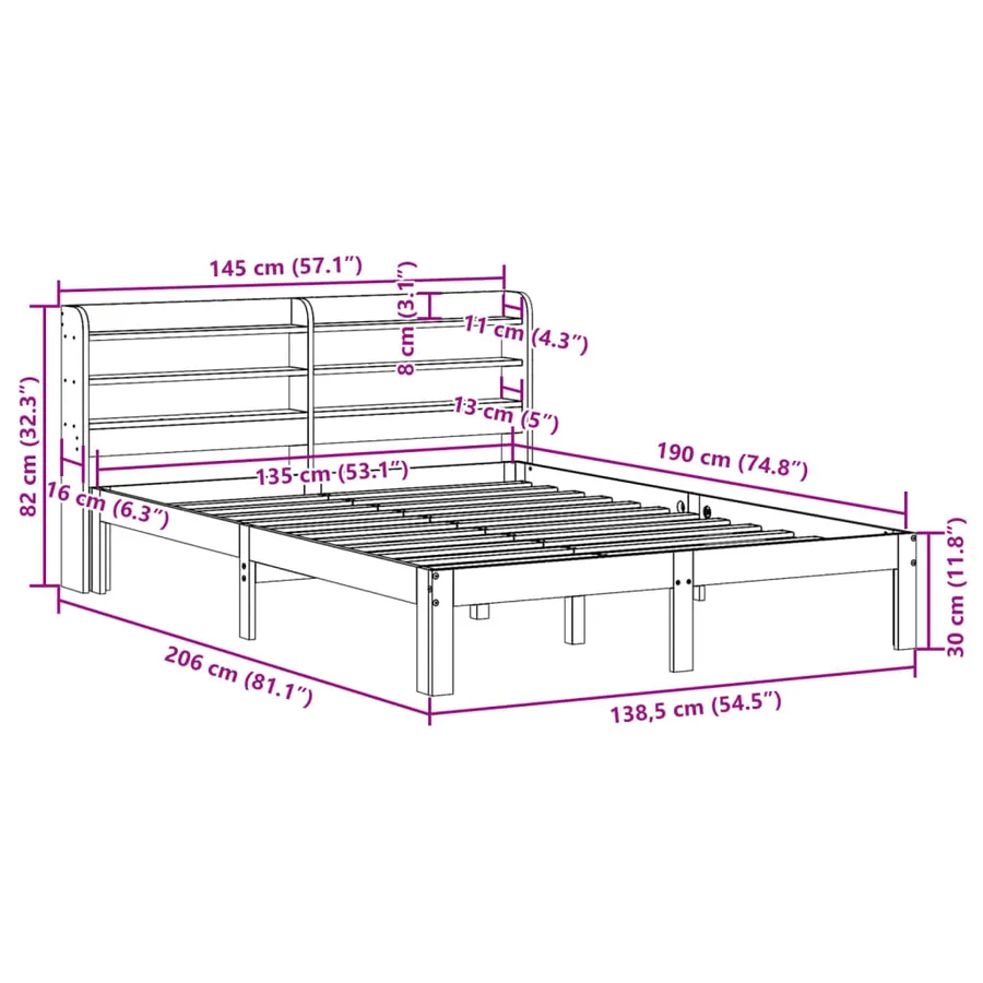 Cadre de lit et tête de lit sans matelas blanc 135x190 cm - 11