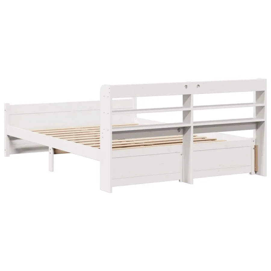 Cadre de lit et tête de lit sans matelas blanc 135x190 cm - 8