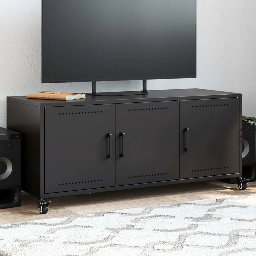 Meuble TV noir 100,5x39x43,5 cm acier