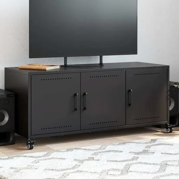 Meuble TV noir 100,5x39x43,5 cm acier