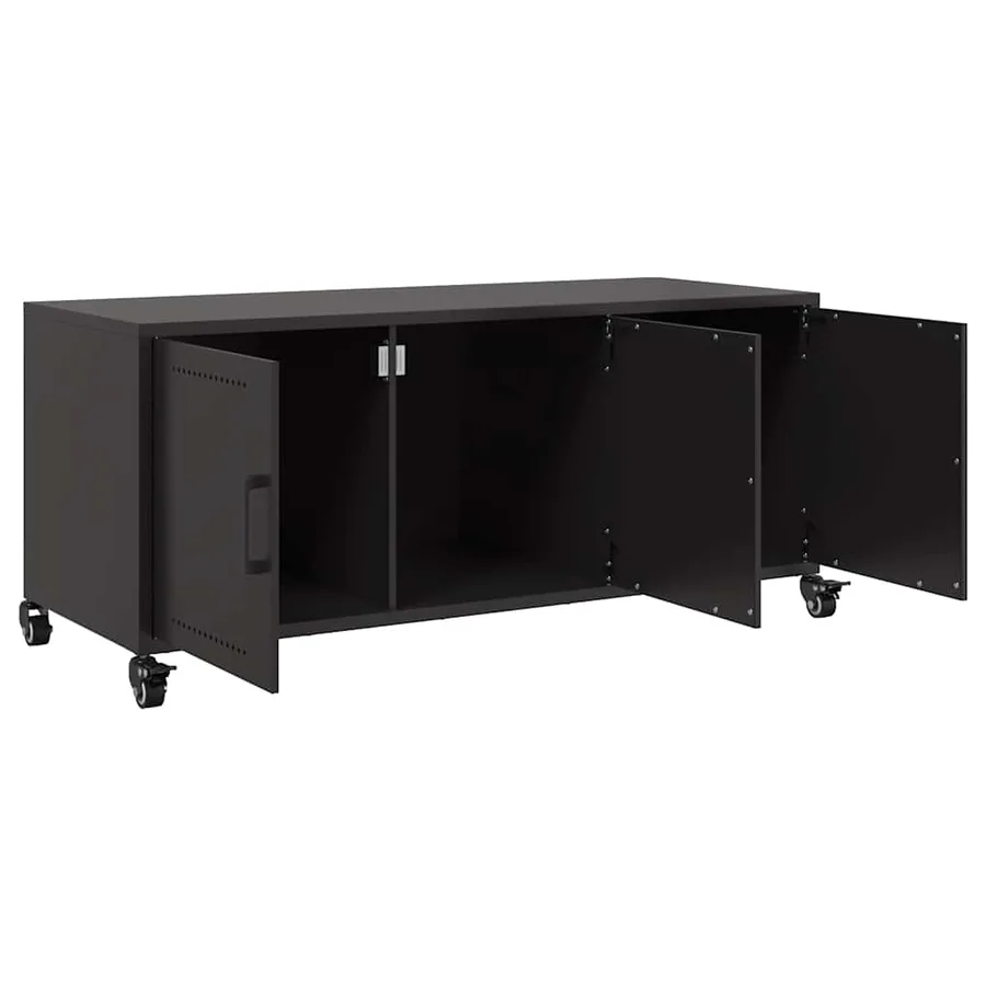 Meuble TV noir 100,5x39x43,5 cm acier - 10