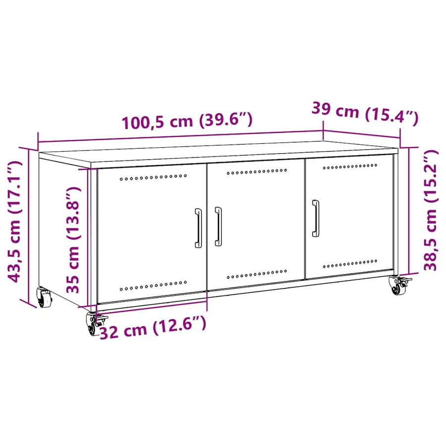 Meuble TV noir 100,5x39x43,5 cm acier - 14