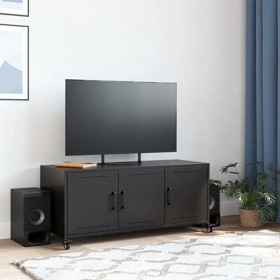 Meuble TV noir 100,5x39x43,5 cm acier - 3