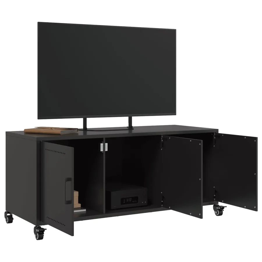 Meuble TV noir 100,5x39x43,5 cm acier - 4