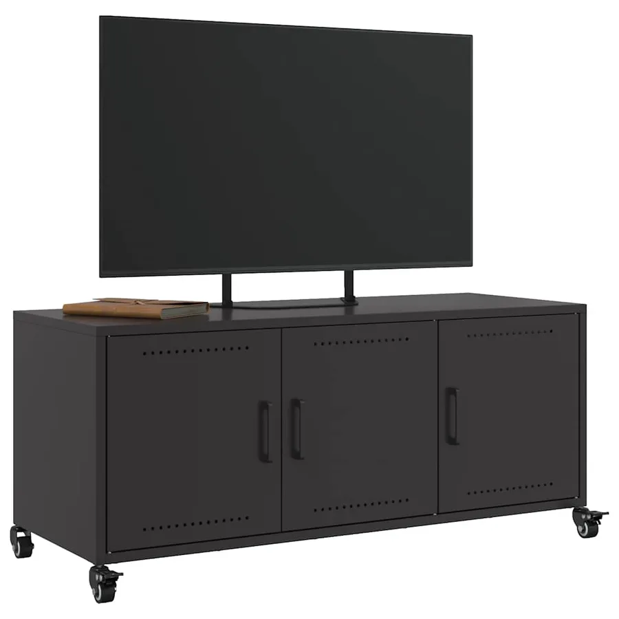 Meuble TV noir 100,5x39x43,5 cm acier - 5