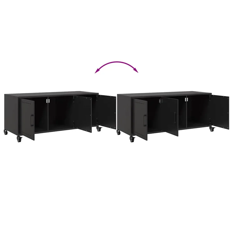 Meuble TV noir 100,5x39x43,5 cm acier - 9