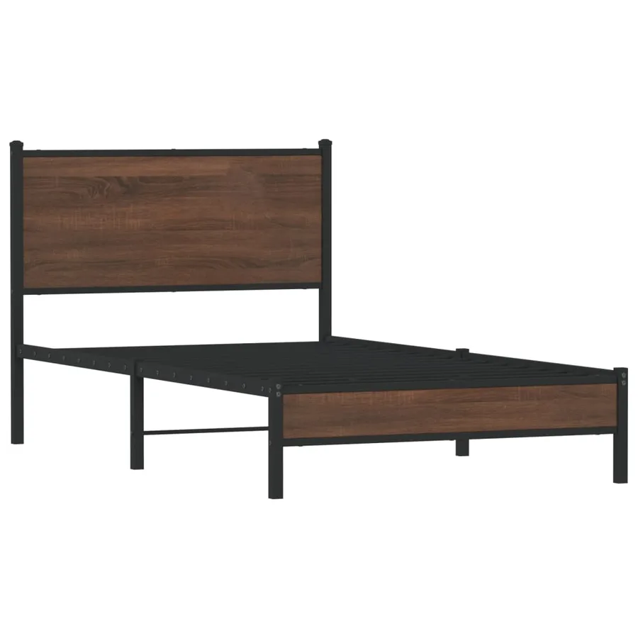 Cadre de lit en métal sans matelas chêne marron 100x190 cm - 3