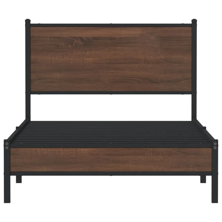 Cadre de lit en métal sans matelas chêne marron 100x190 cm - 5