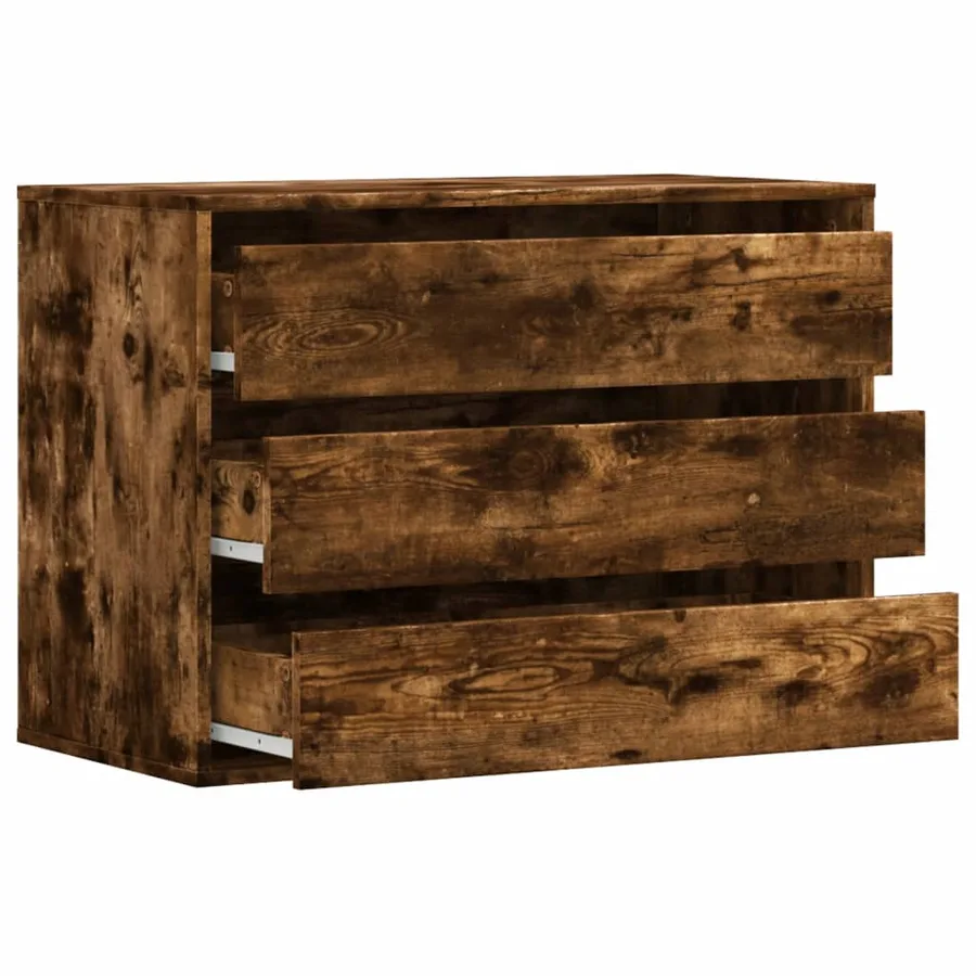 Commode d'angle chêne fumé 80x41x58 cm bois d'ingénierie - 5