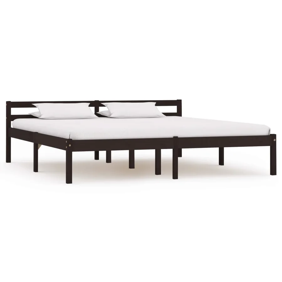 Cadre de lit sans matelas marron foncé pin massif 160x200 cm