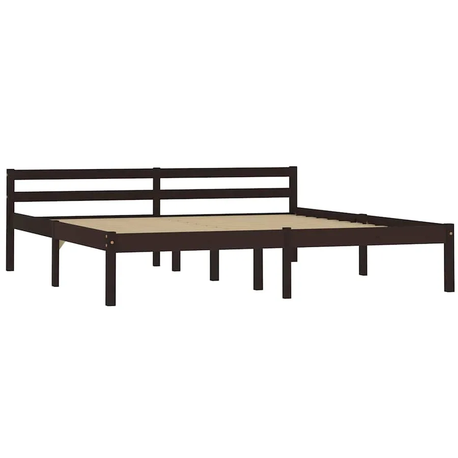 Cadre de lit sans matelas marron foncé pin massif 160x200 cm - 2