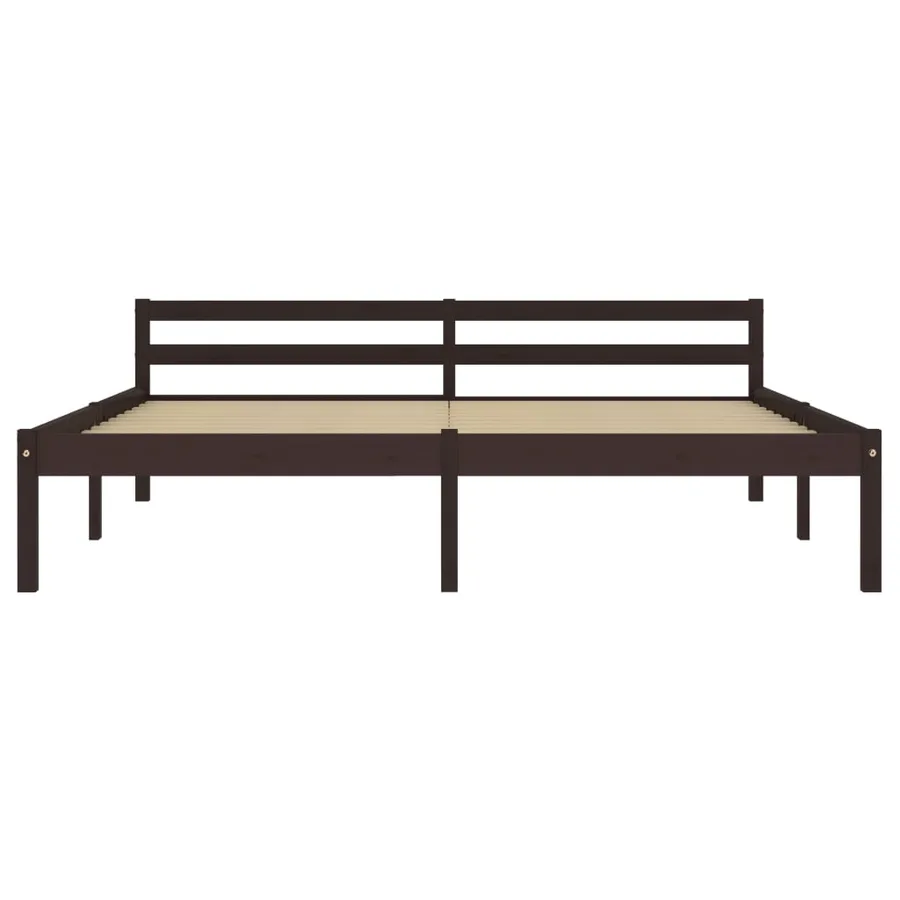 Cadre de lit sans matelas marron foncé pin massif 160x200 cm - 3