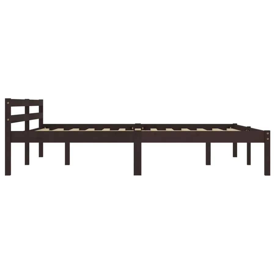 Cadre de lit sans matelas marron foncé pin massif 160x200 cm - 4
