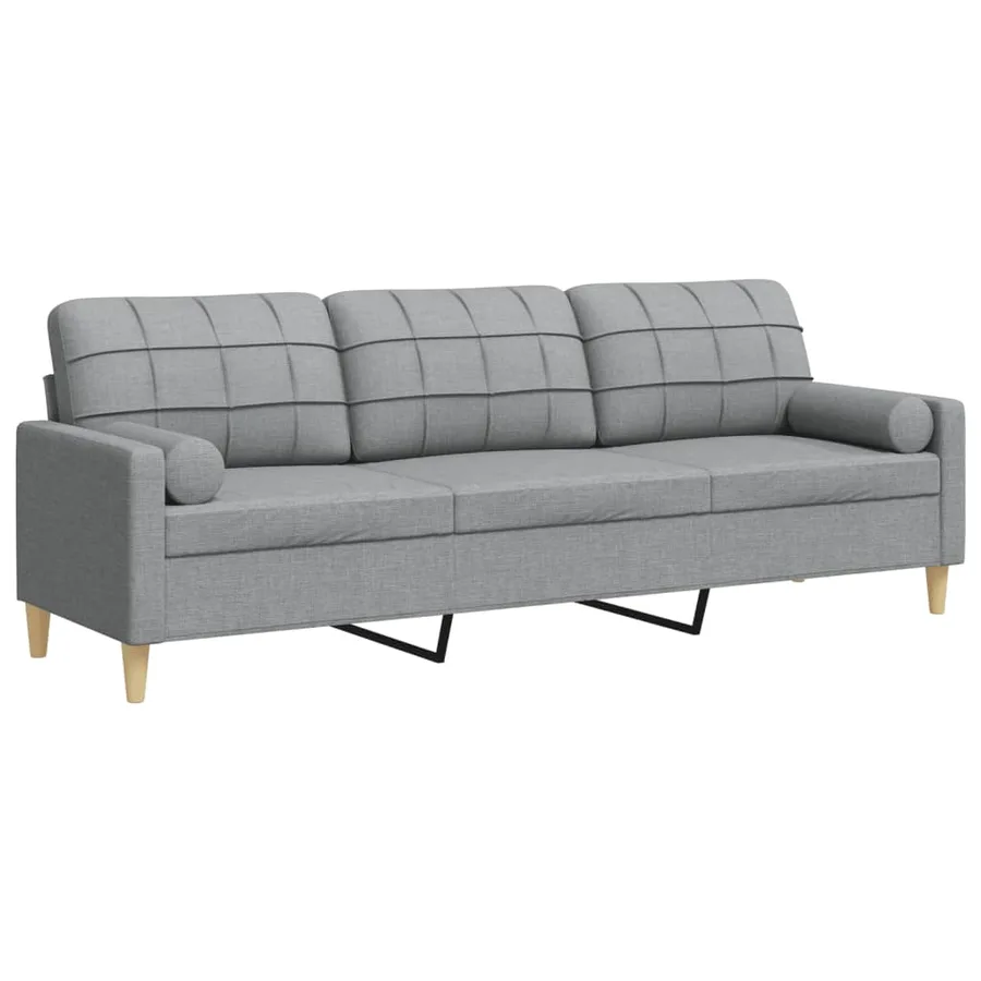 Canapé 3 places avec oreillers gris clair 210 cm tissu - 2
