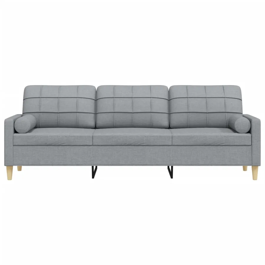 Canapé 3 places avec oreillers gris clair 210 cm tissu - 3