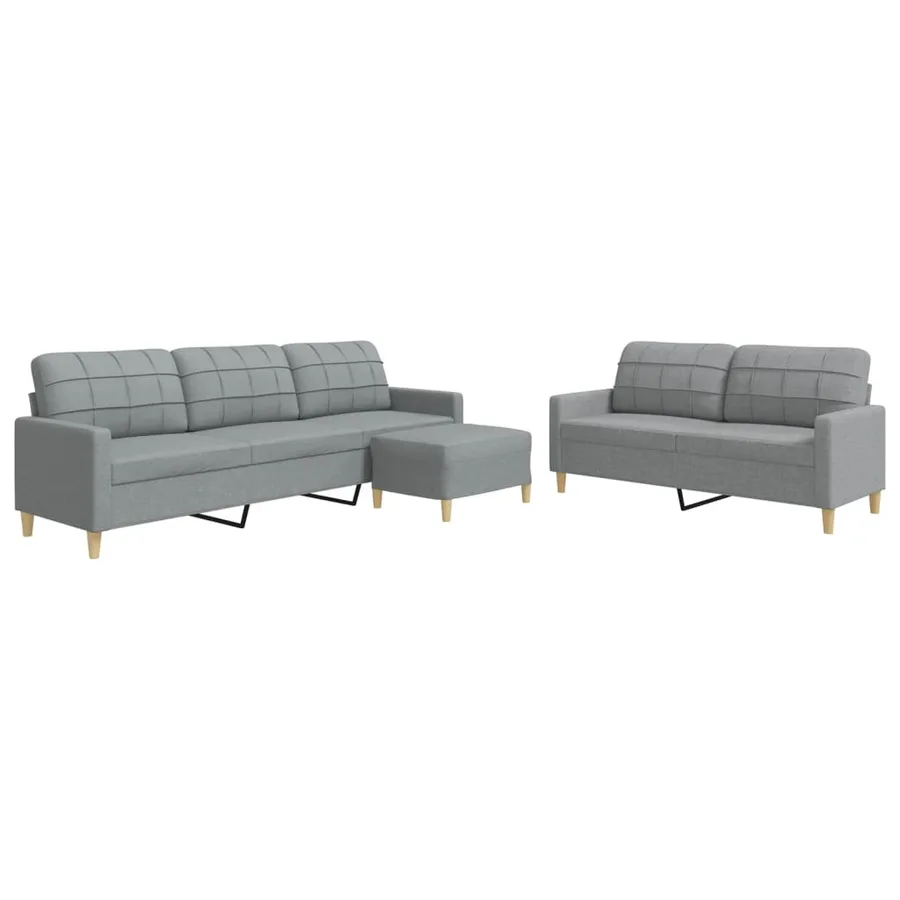 Ensemble de canapés 3 pcs avec repose-pied gris clair tissu - 2