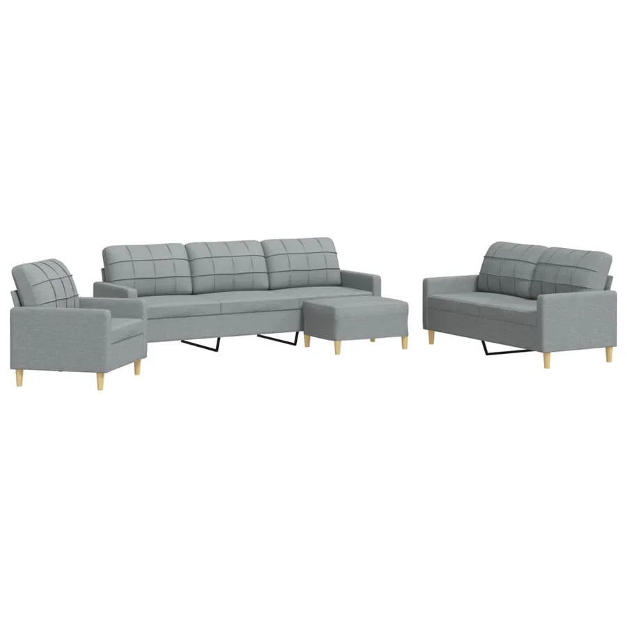 Ensemble de canapés 4 pcs avec repose-pied gris clair tissu - 2