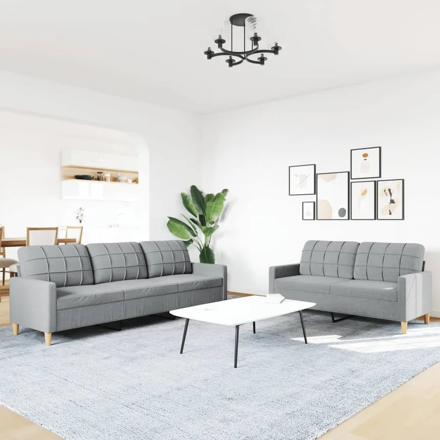 Ensemble de canapés 2 pcs gris clair tissu - 3