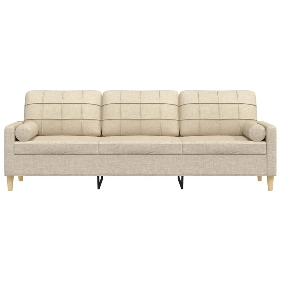 Canapé 3 places avec oreillers décoratifs crème 210 cm tissu - 3