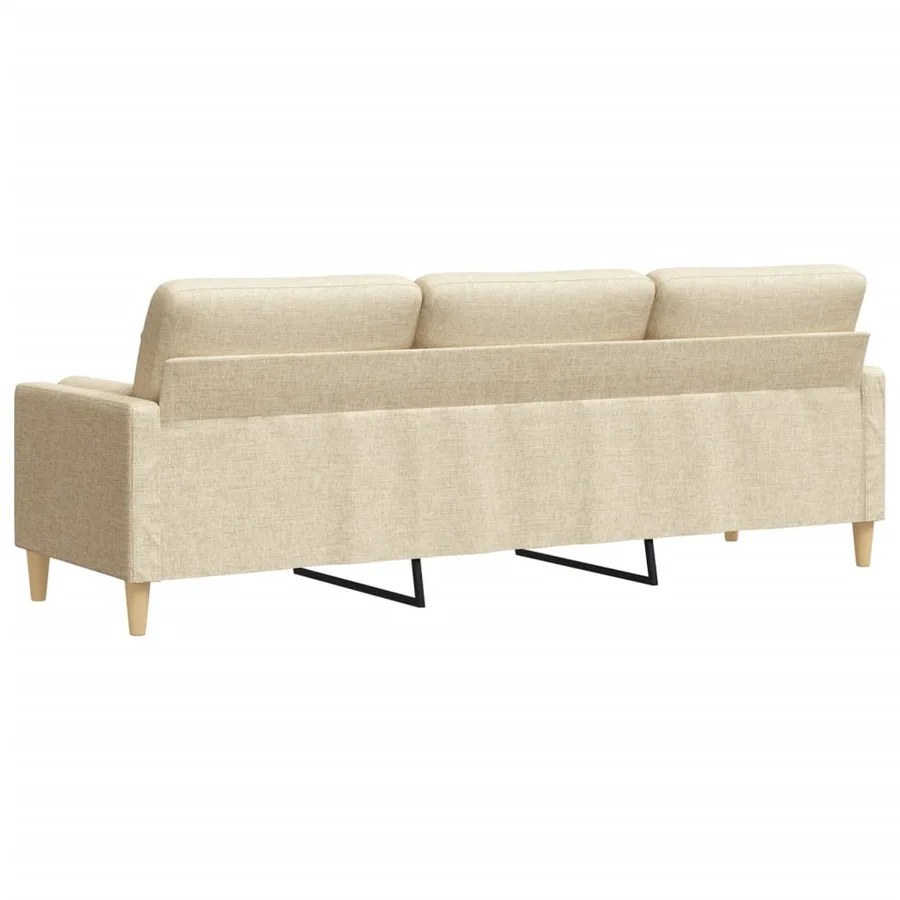 Canapé 3 places avec oreillers décoratifs crème 210 cm tissu - 5