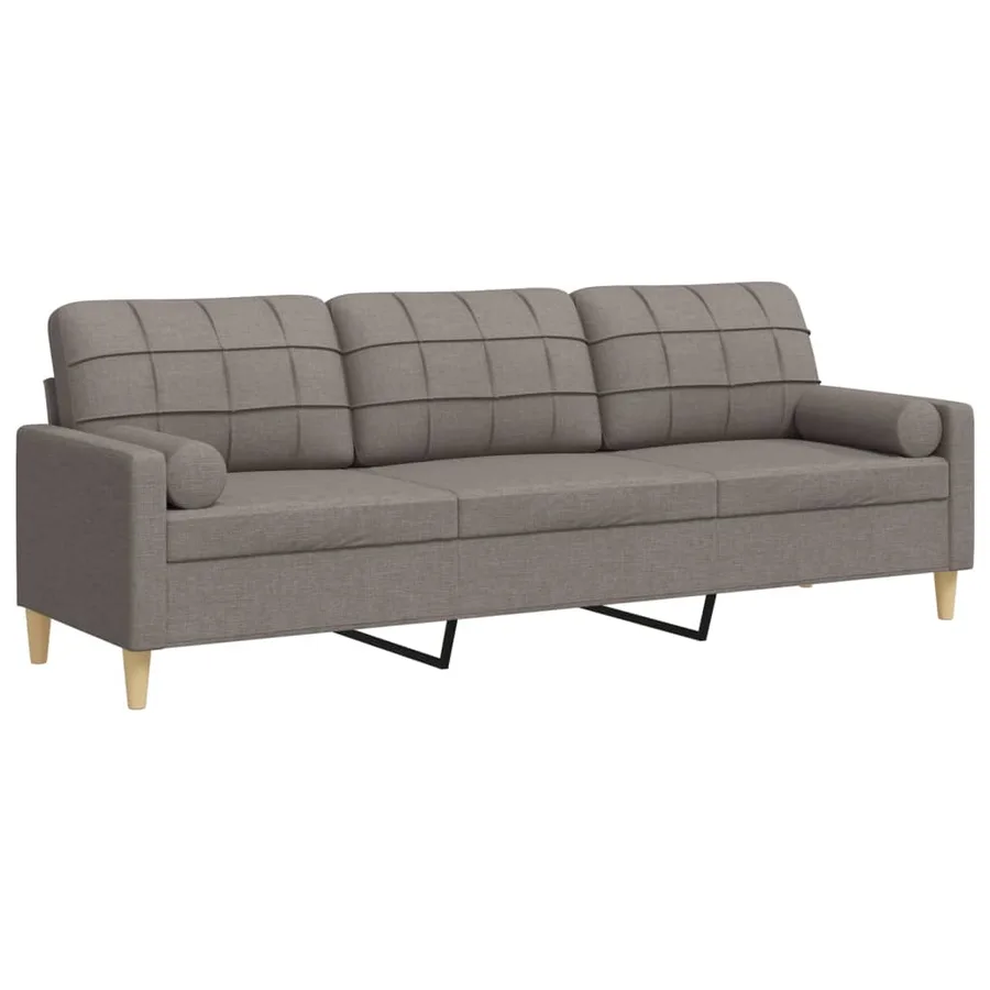 Canapé 3 places avec oreillers décoratifs taupe 210 cm tissu - 2
