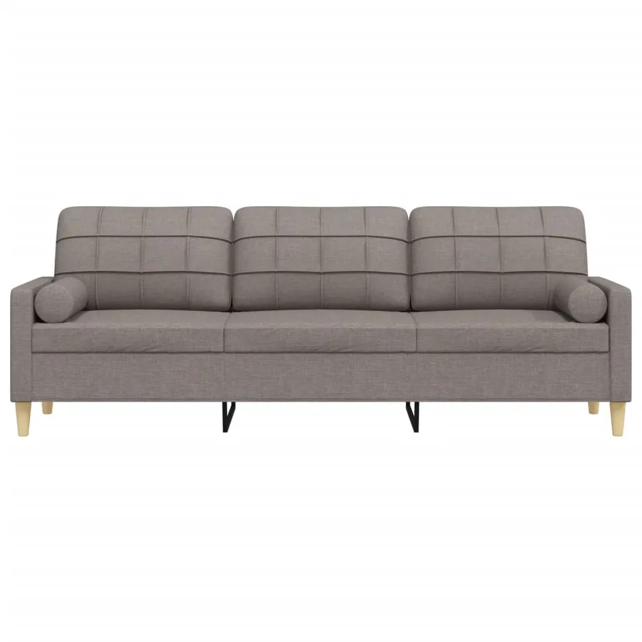 Canapé 3 places avec oreillers décoratifs taupe 210 cm tissu - 3