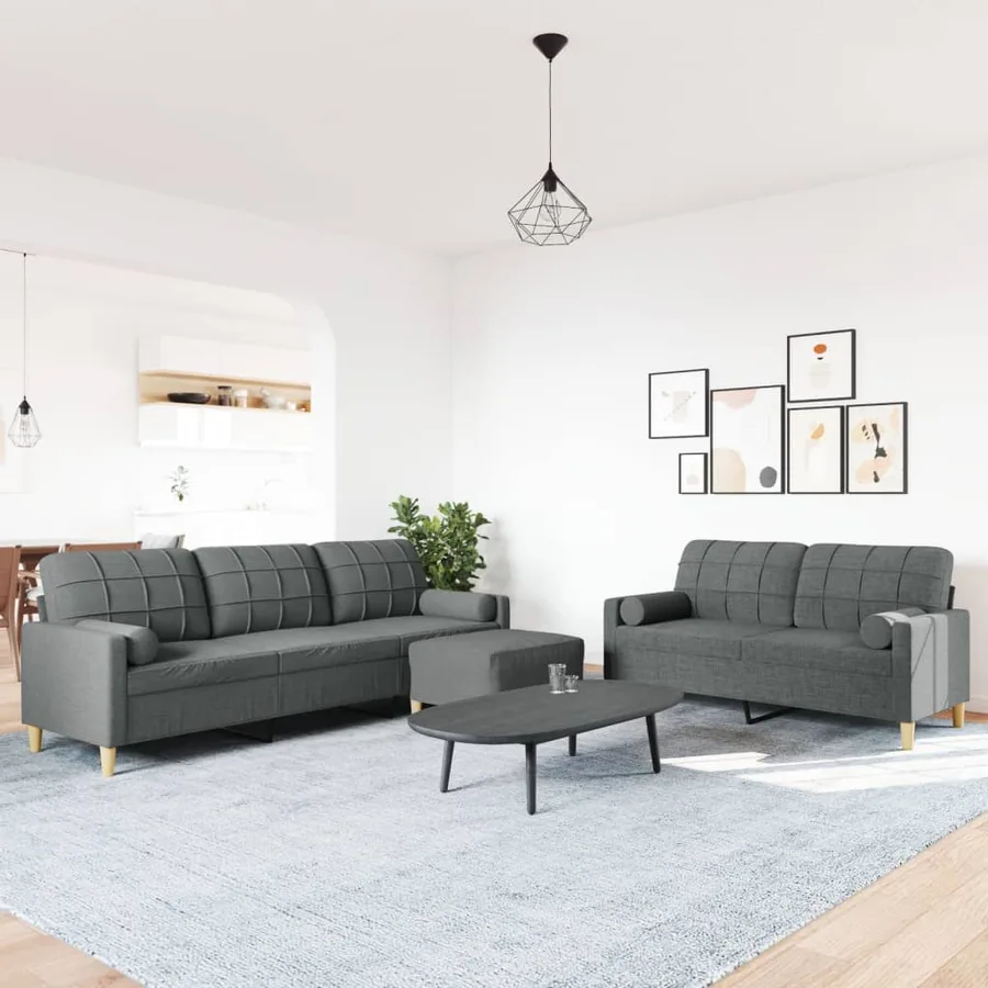 Ensemble de canapés 3 pcs repose-pied et coussins décoratifs - 3