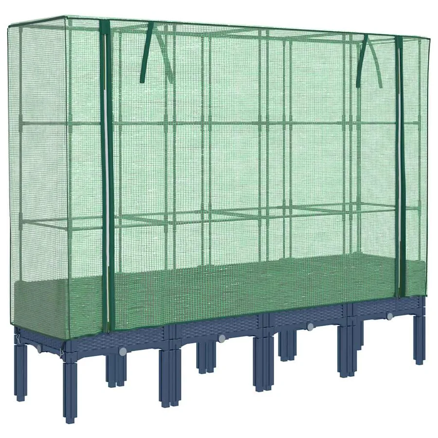 Jardinière surélevée avec housse aspect rotin 160x40x140 cm - 2