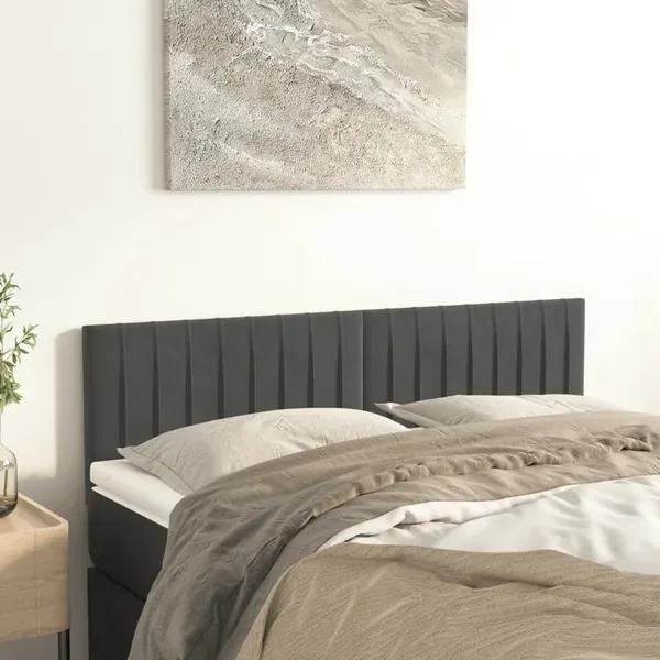Têtes de lit Gris foncé 144x5x78/88 cm Velours