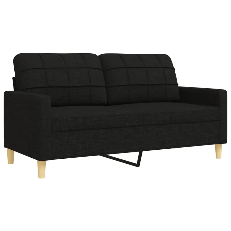 Ensemble de canapés 3 pcs avec repose-pied noir tissu - 4