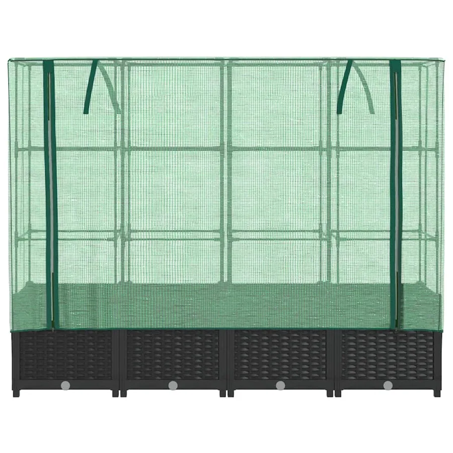 Lit surélevé avec housse de serre aspect rotin 160 x 40 x 138 cm - 4