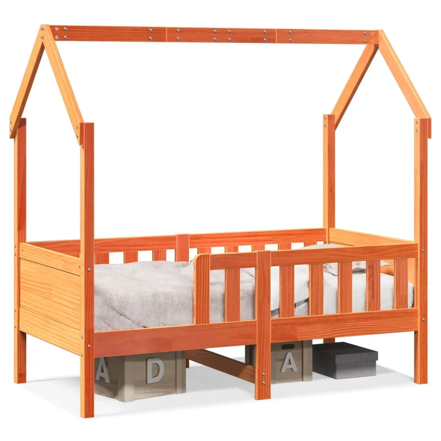 Cadre de lit d'enfants forme de maison sans matelas pin - 2
