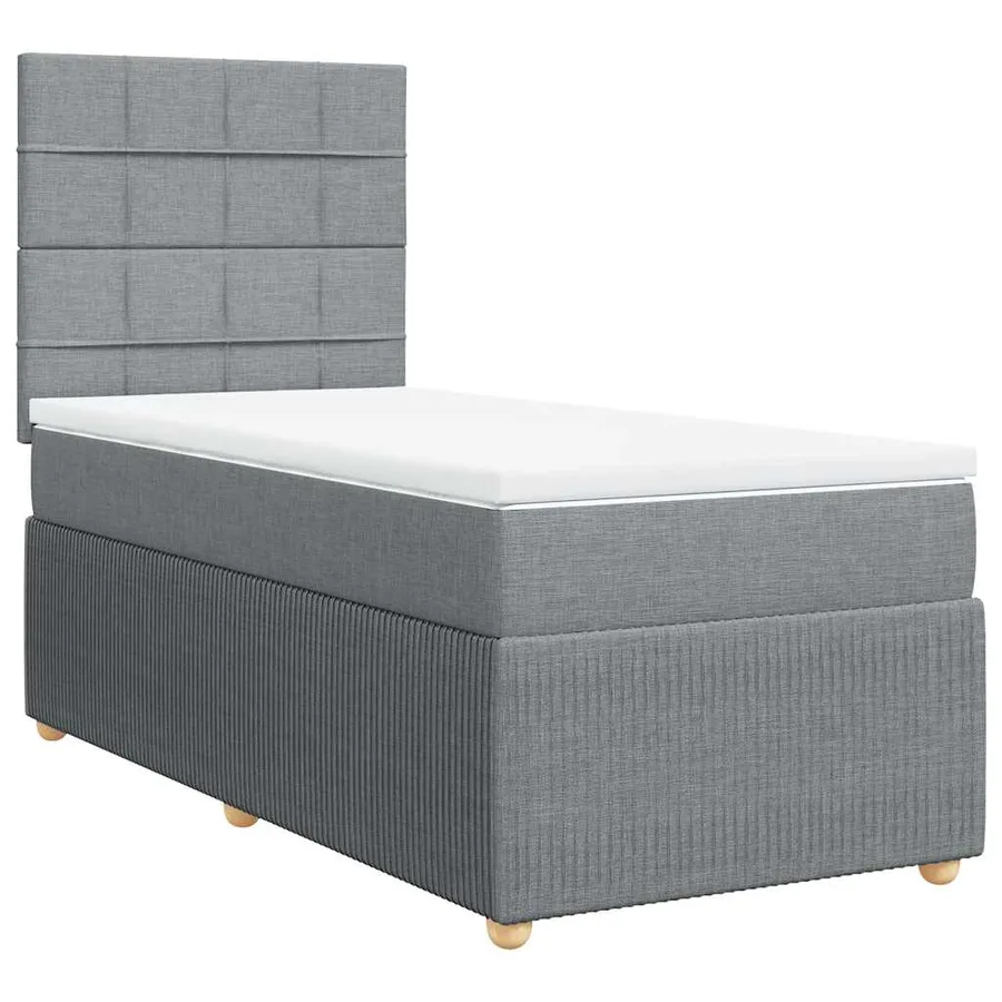 Sommier à lattes de lit et matelas Gris clair 90x190 cm Tissu - 3