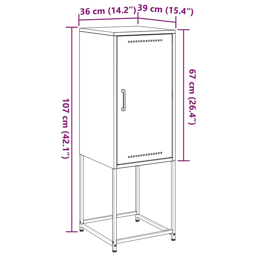 Buffet haut blanc 36x39x107 cm acier - 13