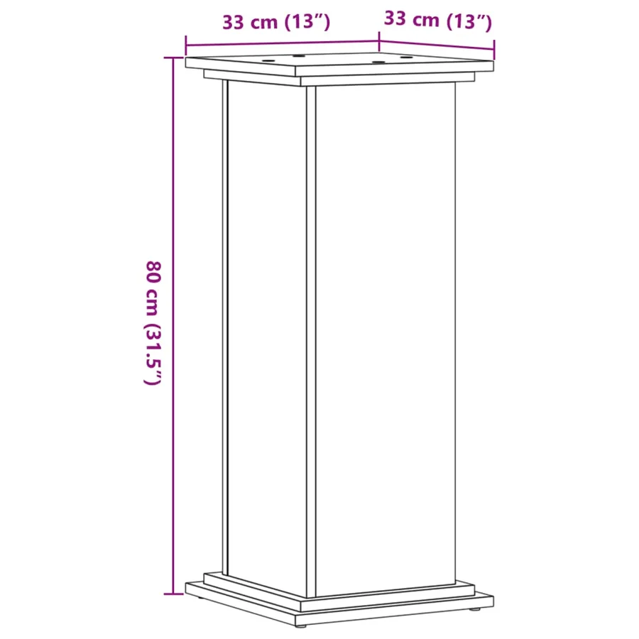 Support pour plantes gris béton 33x33x80 cm bois d'ingénierie - 9