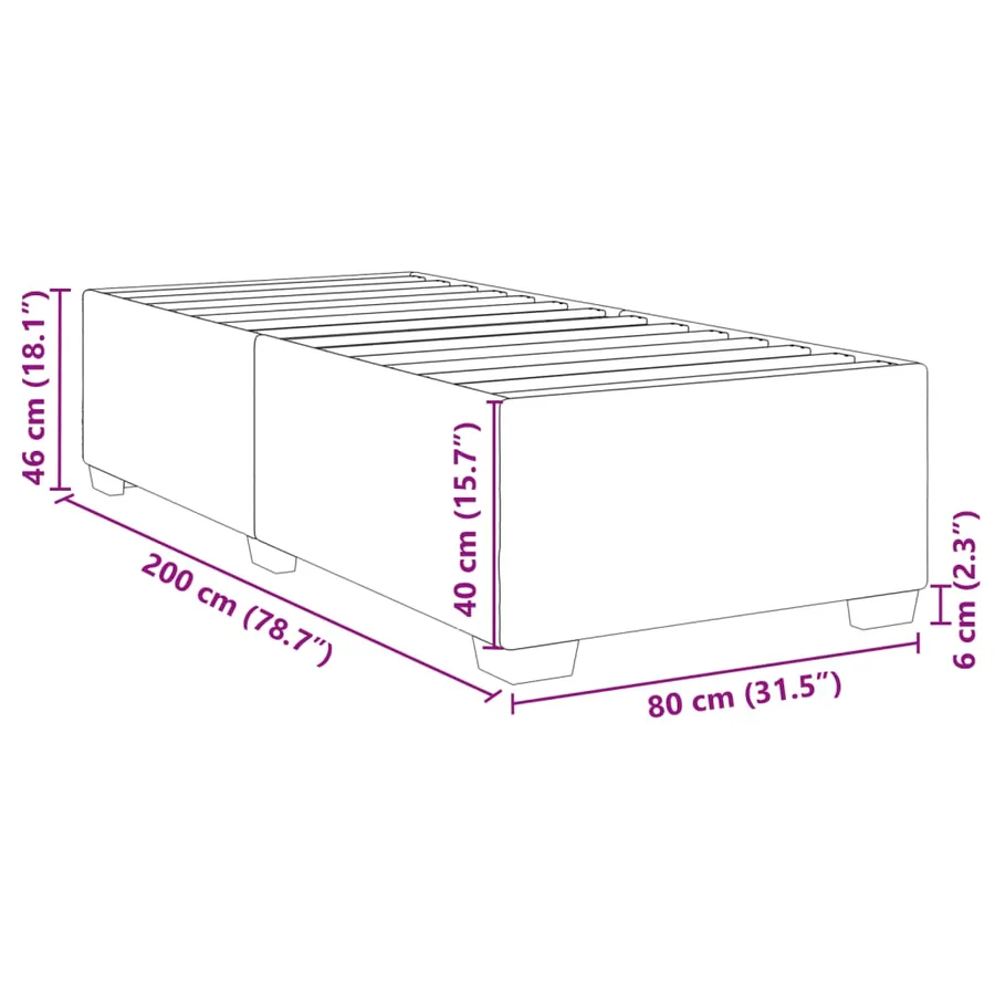 Cadre de lit sans matelas gris 80x200 cm similicuir - 9