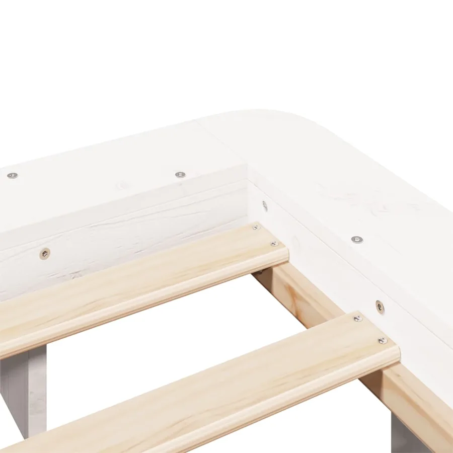 Cadre de lit sans matelas blanc 120x190 cm bois de pin massif - 7