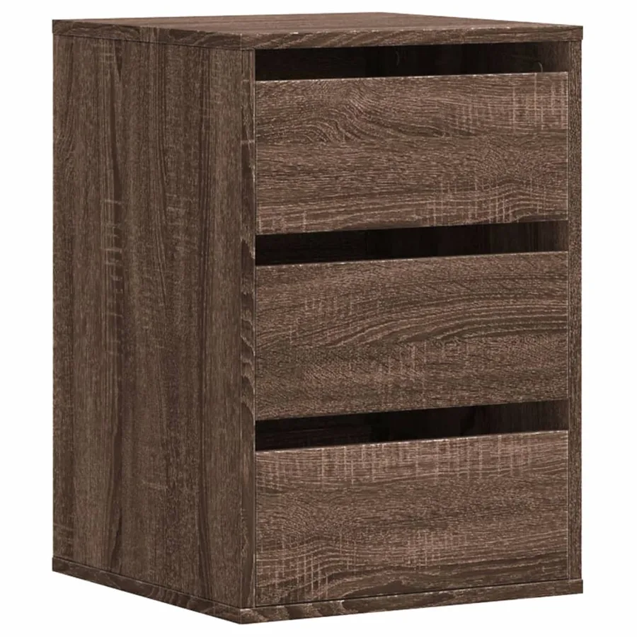 Commode d'angle chêne marron 40x41x58 cm bois d'ingénierie - 2