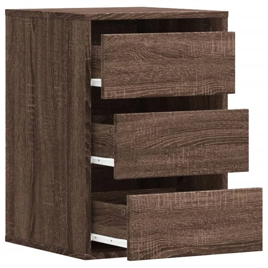 Commode d'angle chêne marron 40x41x58 cm bois d'ingénierie - 5