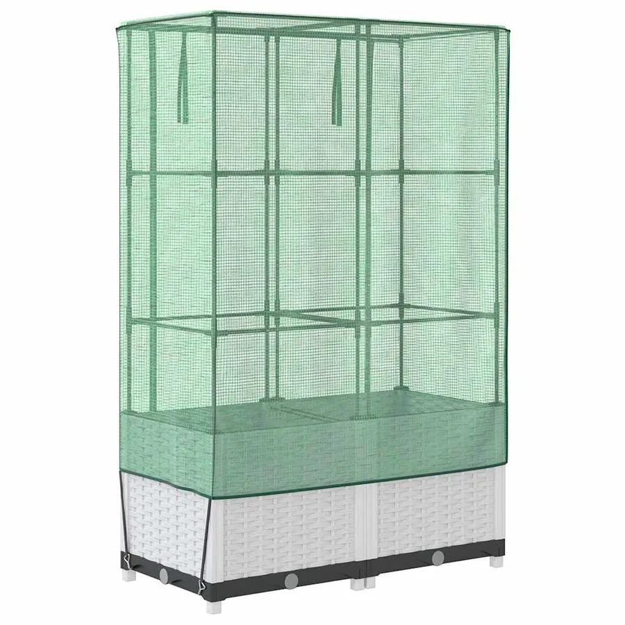 Jardinière surélevée avec housse aspect rotin 80x40x138 cm - 6