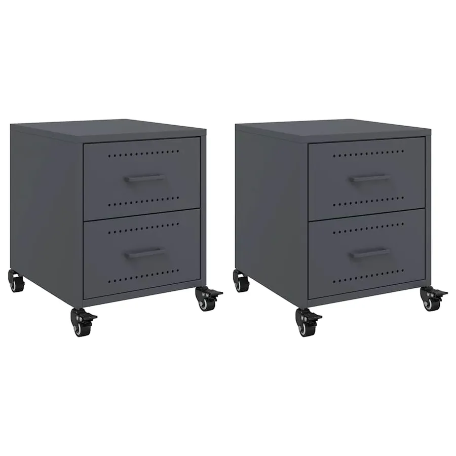 Tables de chevet 2 pcs anthracite 36x39x43,5 cm acier - 2