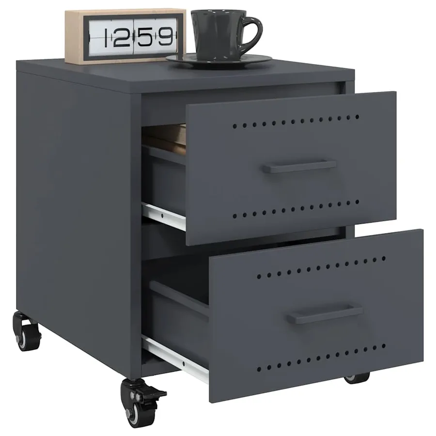Tables de chevet 2 pcs anthracite 36x39x43,5 cm acier - 4