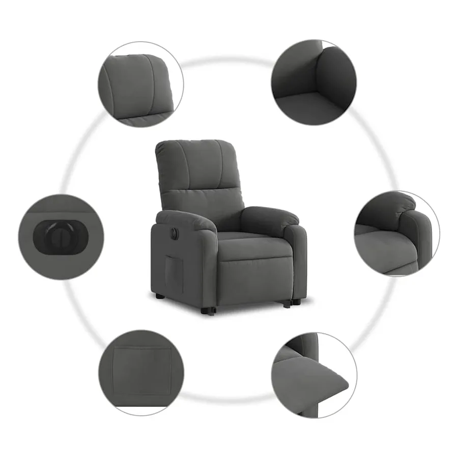 Fauteuil inclinable électrique gris foncé tissu microfibre - 12