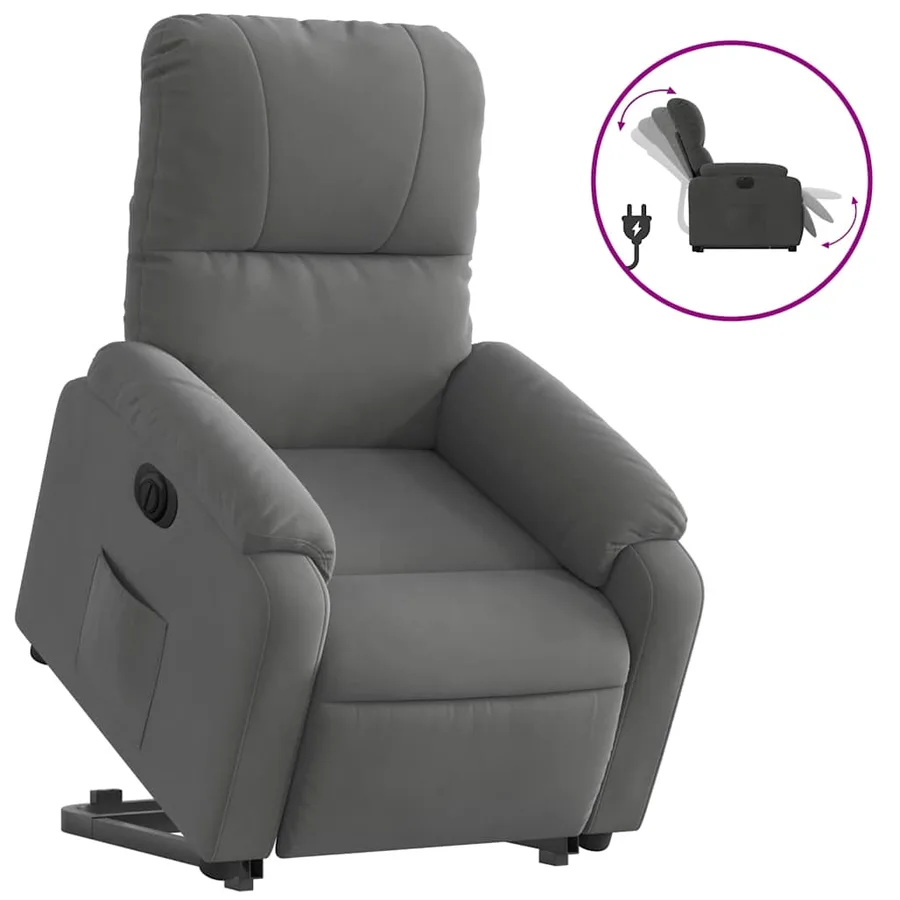 Fauteuil inclinable électrique gris foncé tissu microfibre - 2